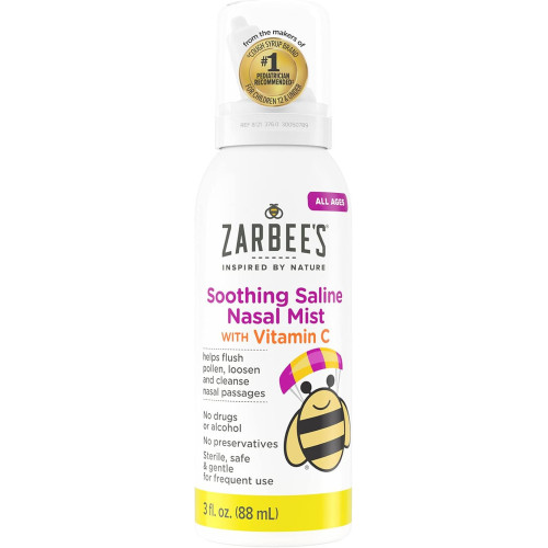 Xịt nghẹt mũi Zarbee's Soothing Saline Nasal Mist with Vitamin C 88ml